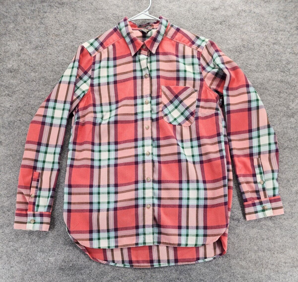 Eddie Bauer Shirt Womens Small Button Up Pink Plaid Classic Fit
